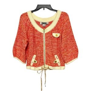 Vintage Curio Old Money Parisian Zip Cardigan Women Size M Preppy Luxury Classic